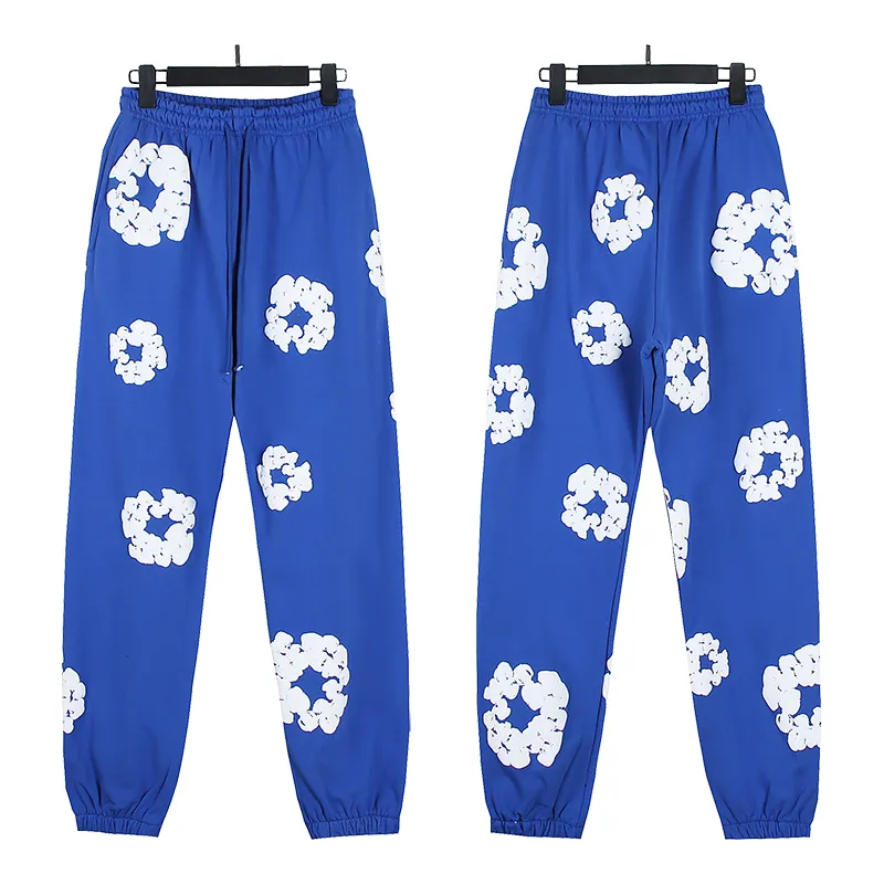 720# P186 Real shot DENIM TEARS main line Kapok foam printed American casual sweatpants Fabric 380g pure cotton terry cloth Color: black gray black-gray red dark green royal blue orange pink light blue carbon gray color blue white purple lake blue code number: S M L XL